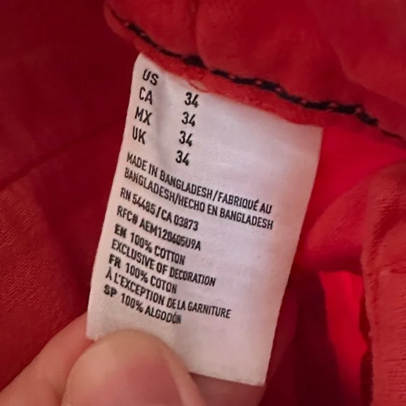 American Eagle Outfitters Classic Fit Red Men's Shorts - Picture 8 of 9